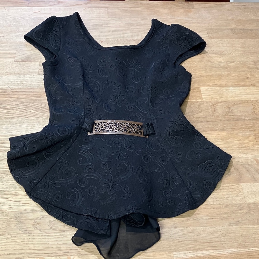 Y2k Fashion Magazine Black top blouse  with Belt Size:S